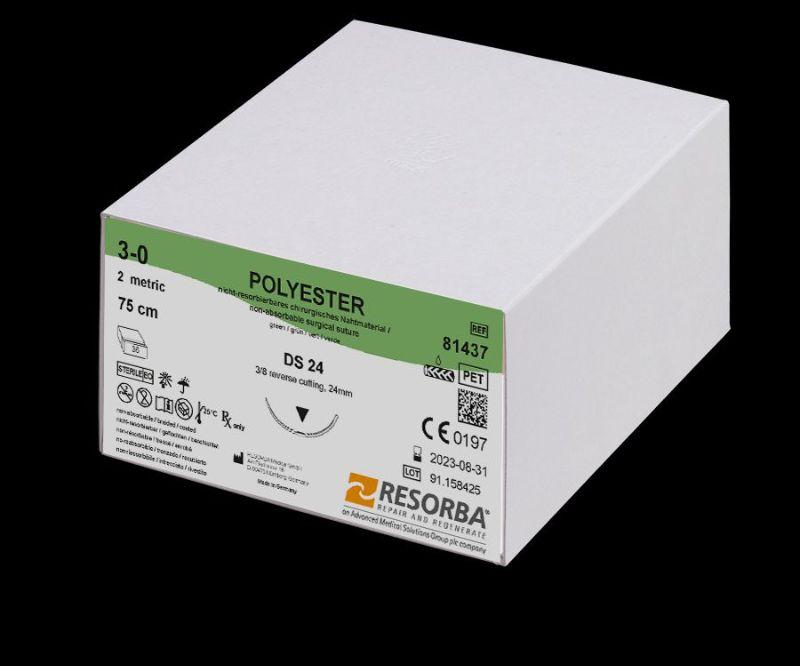 Поліестер USP 3 зелений, у відрізках 2шт*75см